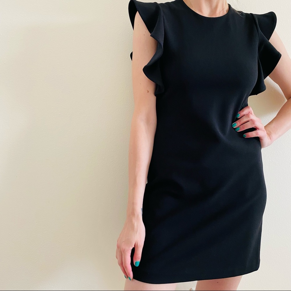 Express black ruffle mini dress sleeveless - Picture 5 of 10